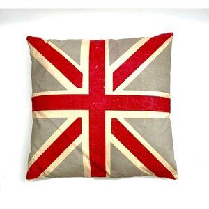 British Union Jack Flag Pillow Feather Filled Old Vintage Accent Throw Cushion